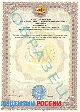 Образец сертификата соответствия (приложение) Магнитогорск Сертификат ISO 13485