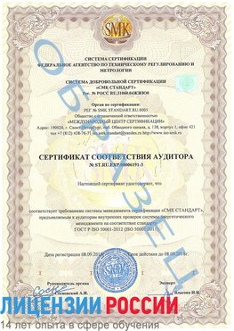 Образец сертификата соответствия аудитора №ST.RU.EXP.00006191-3 Магнитогорск Сертификат ISO 50001