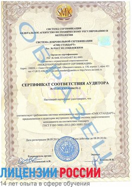 Образец сертификата соответствия аудитора №ST.RU.EXP.00006191-2 Магнитогорск Сертификат ISO 50001