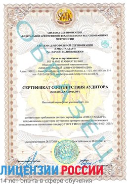 Образец сертификата соответствия аудитора №ST.RU.EXP.00014299-1 Магнитогорск Сертификат ISO 14001